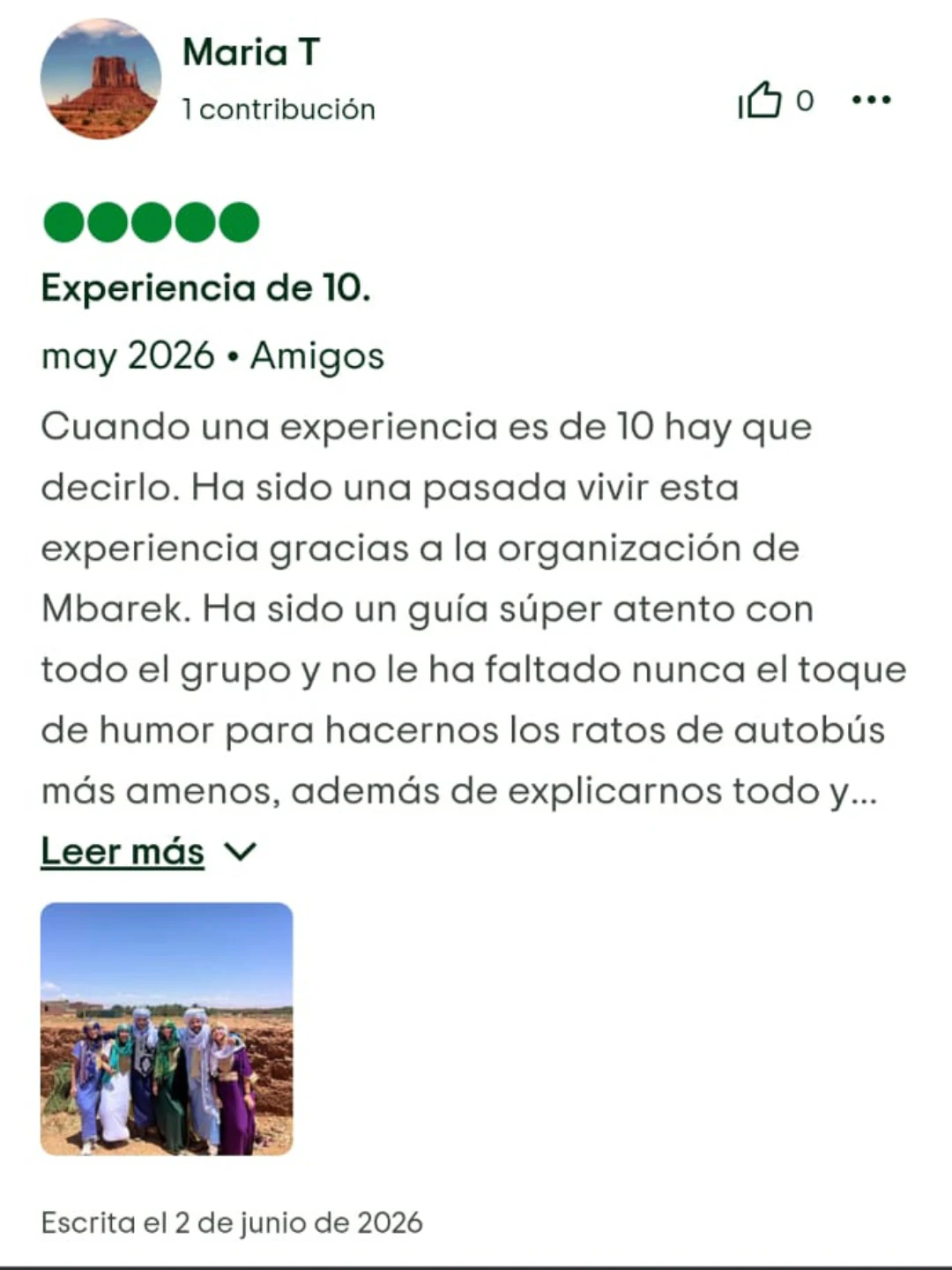 Captura original de una opinión en Tripadvisor, reseña 2