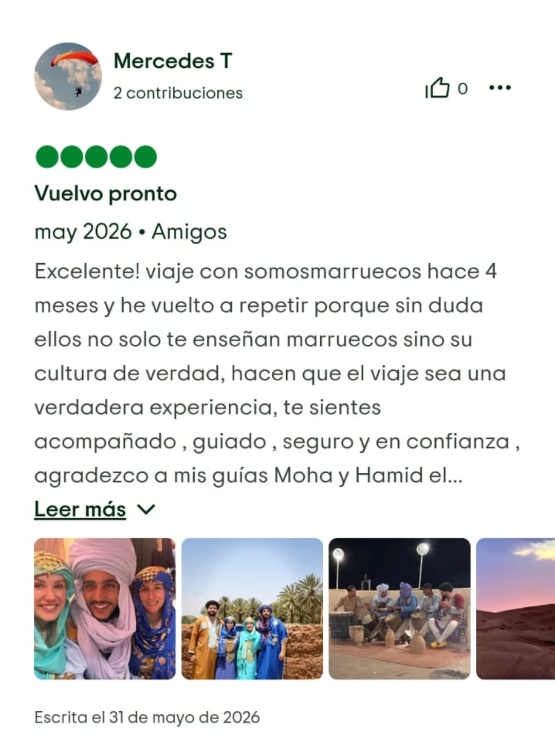 Captura original de una opinión en Tripadvisor, reseña 3